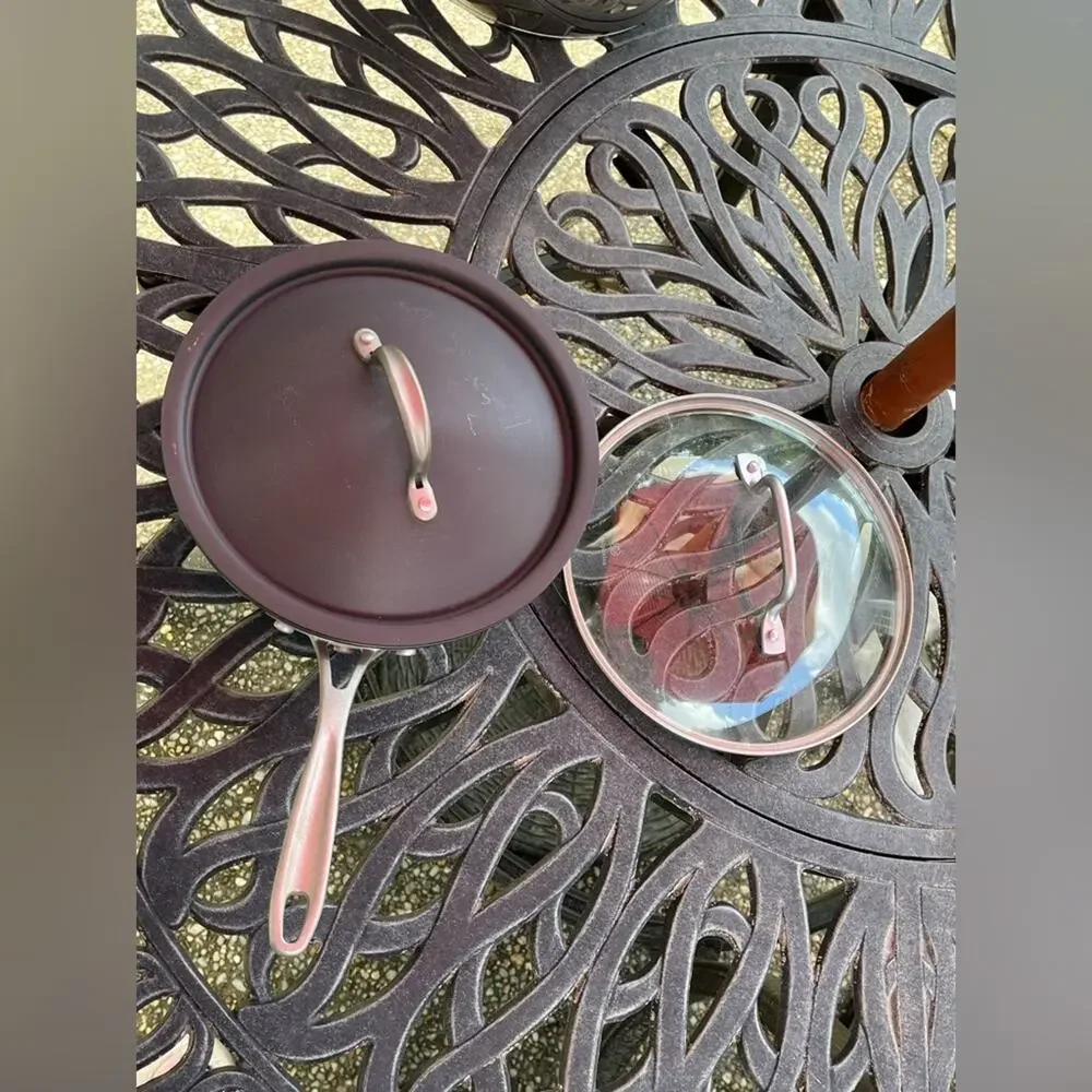 Calphalon 3pc Set: 9” 2.5 Quart Sauce Pan 87821/2 One Glass Lid One Metal Lid